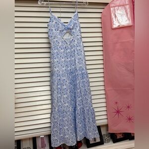 Trixxi White and Blue Patterned Dress